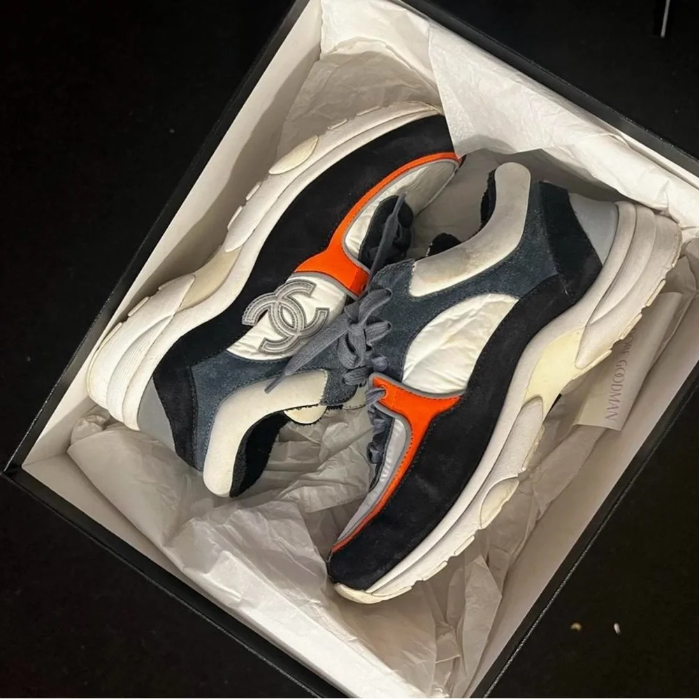 CHANEL Black, White, and Orange Athletic Shoes - Picture 2 of 4
